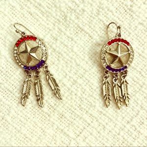 Fourth of July/Memorial Day Silver Dangle Boho Earrings